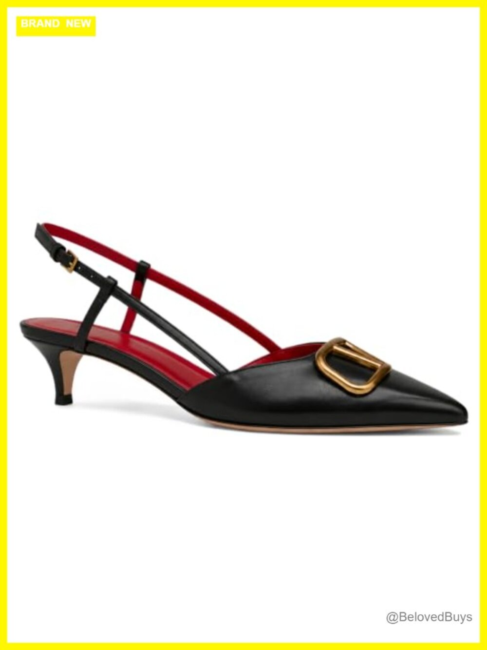 Slingback Kitten Heel Sandals Faux Leather Pointed Toe Formal Heels
